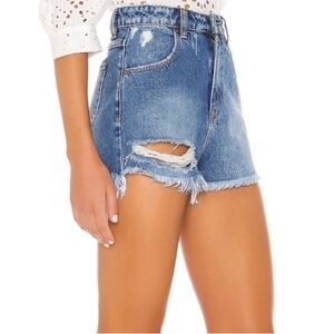Rollas Dusters Distressed Blue Denim Women Shorts